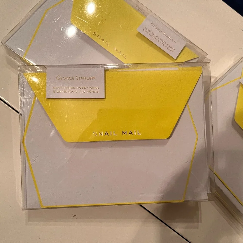 Note Cards -George Stanley Flat Panel Note Cards (Yellow / Snail Mail / 3 Packs)
